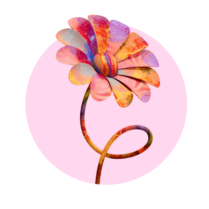 A 3D illustration of a growing flower